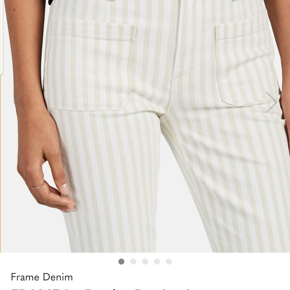 Le Bardot Frame Denim Cream Striped Straight Leg Pants